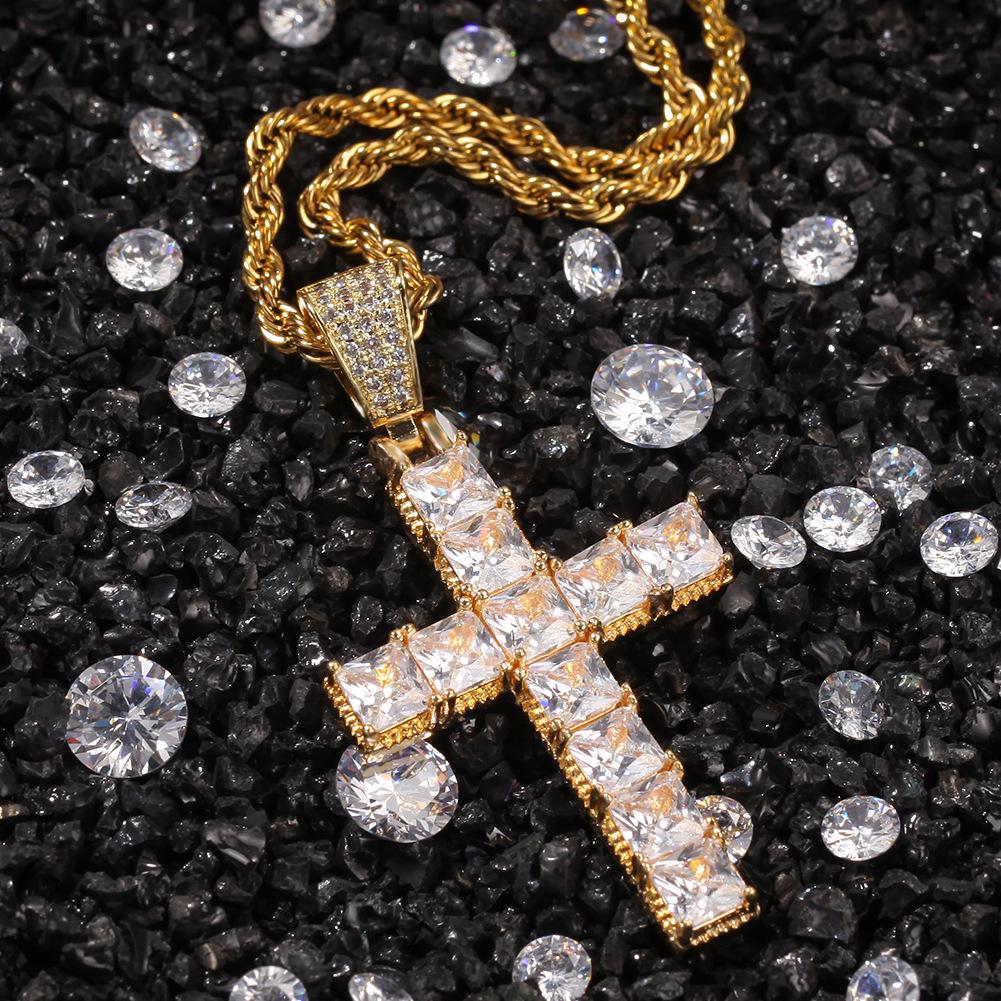 Zircon Cross Necklace: Hip Hop Punk Pendant for Men & Women