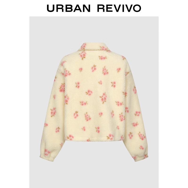 

UR Women s Floral Faux Shearling Lapel Coat XS