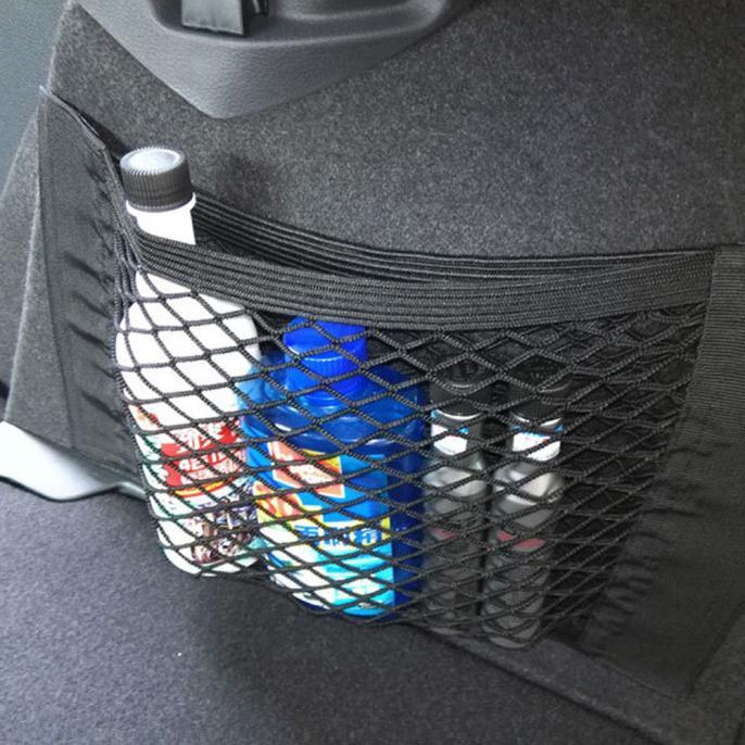 1pc Coche Negro Asiento de Malla de red de carga dobles de almacenamiento de bolsillo organizador Gancho Titular