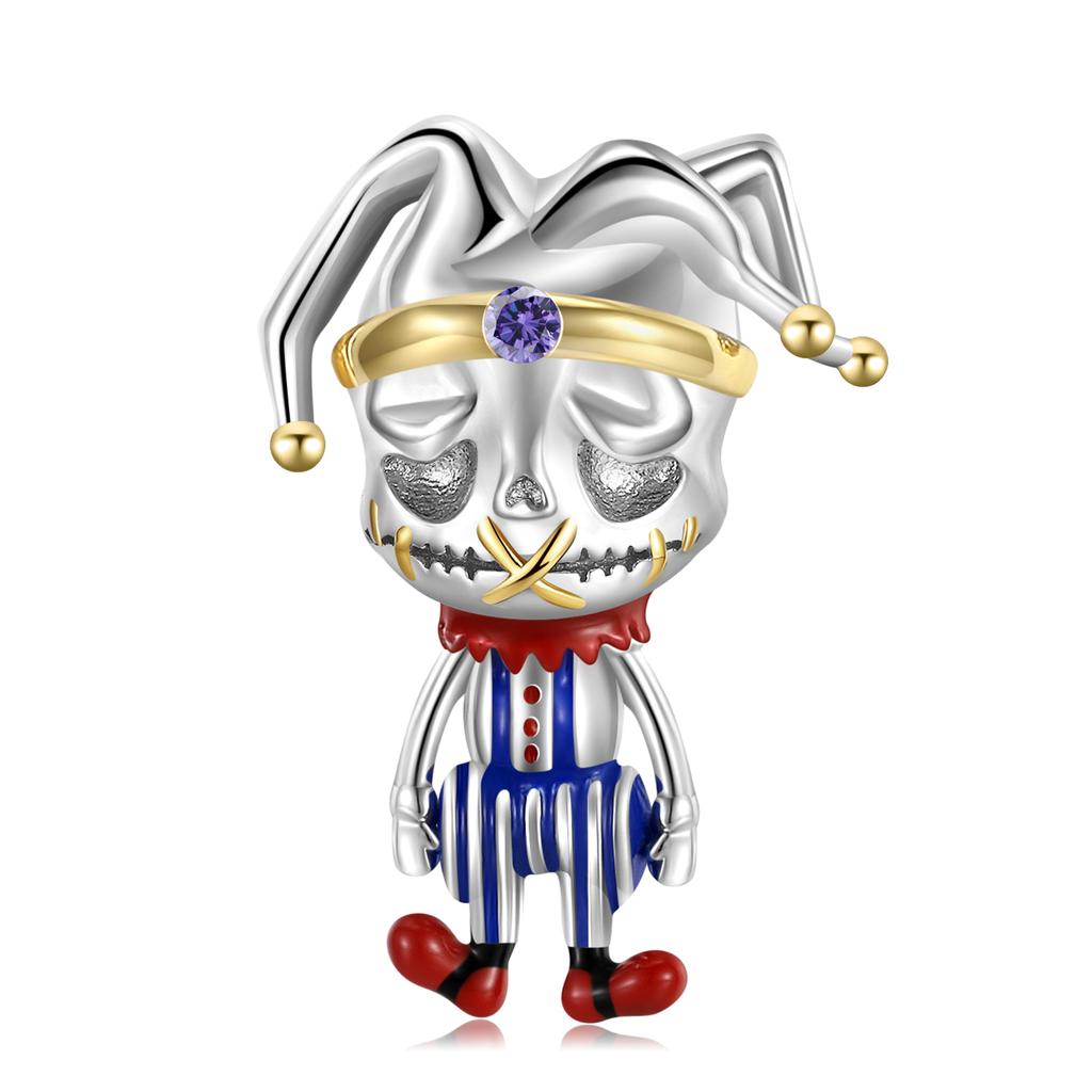 Guitar Skull Cartoon Charm 925 Sterling Silver Gentleman Clown Skeleton Enamel Beads for Women Charm Bracelet Jewelry Dropshipping