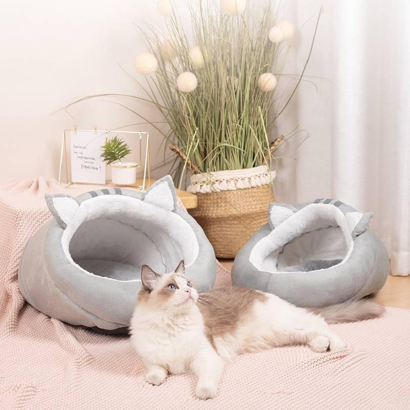 Wholesale Cat Ear Slippers Nest Four Seasons Universal Semi-enclosed Cat House Pet Cat Supplies Winter Warm Cat Nest