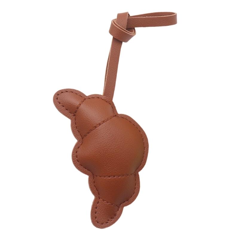 

Sturdy PU Leather Keychain With Detachable Croissant Charm For Everyday Use And Travel Accessories кавовий