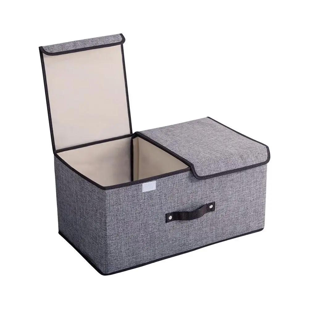 Foldable Storage Box Large Double Lid With Cover Organizer Miscellaneous Underwear Storage Case Items Bedroom K0B9