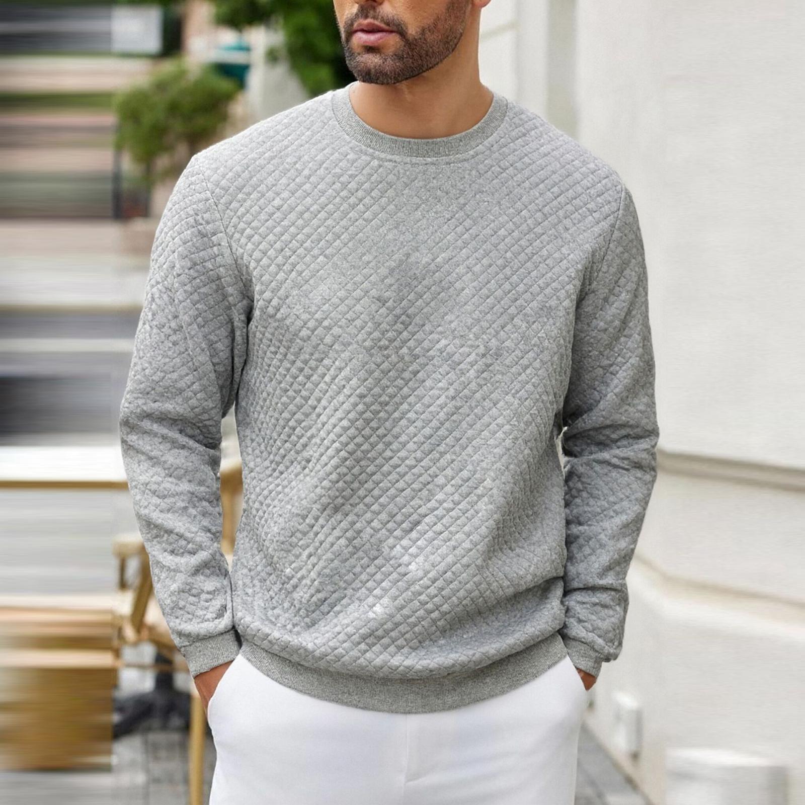

Мужские пуловеры с кабельным узором, повседневные, с длинным рукавом и круглым вырезом, текстурированные XXL