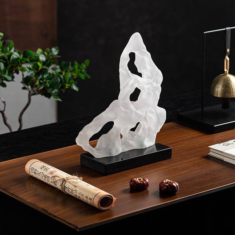 Resin Handicrafts Hollowed-out Irregular Rockery Frosted Chinese-style Retro Ornaments Decorative Figurines Home Decoration