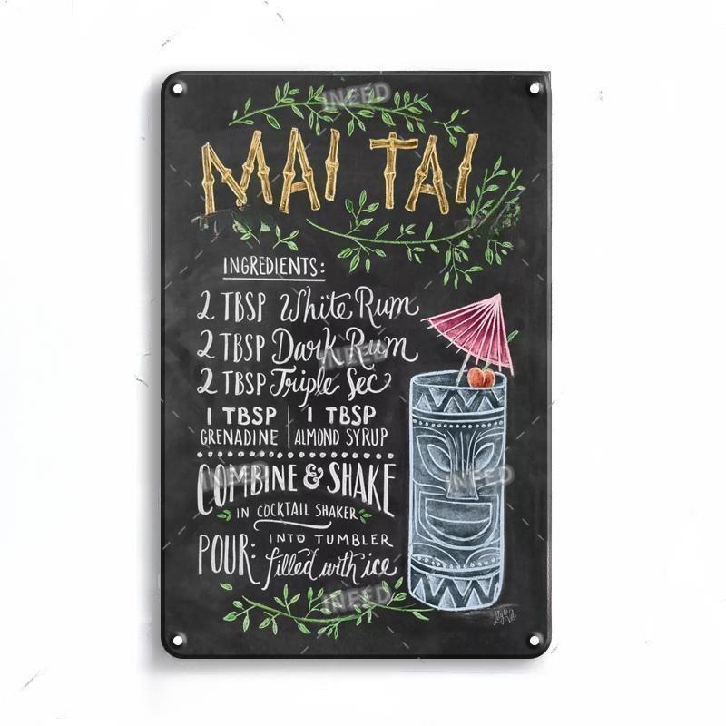 Vintage Metal Tin Sign Decorations Gin & Tonic Cocktail Plate Decorative Poster Plaque Bar Kitchen Home Wall Decor 8 X 12 Inch
