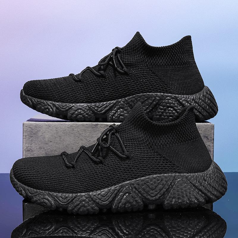

2025 new trendy shoes men s fly-woven socks shoes large size casual sports shoes lazy overshoes outdoor running shoes 36