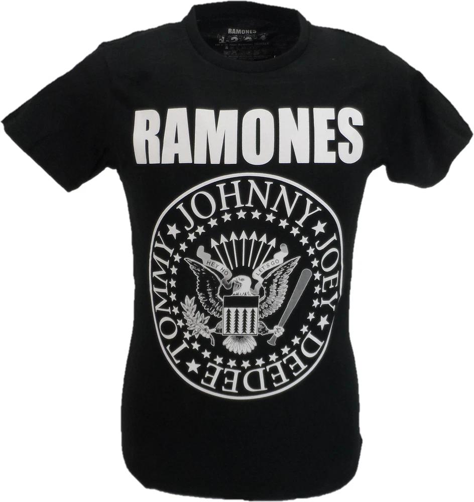 Unisexs Black Official Ramones Presidential Seal Logo T Shirt S