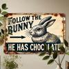 Vintage Rabbit Metal Sign 8x12 Inch Rustic Easter Bunny Decor Distressed Wall Art for Home Garden Patio