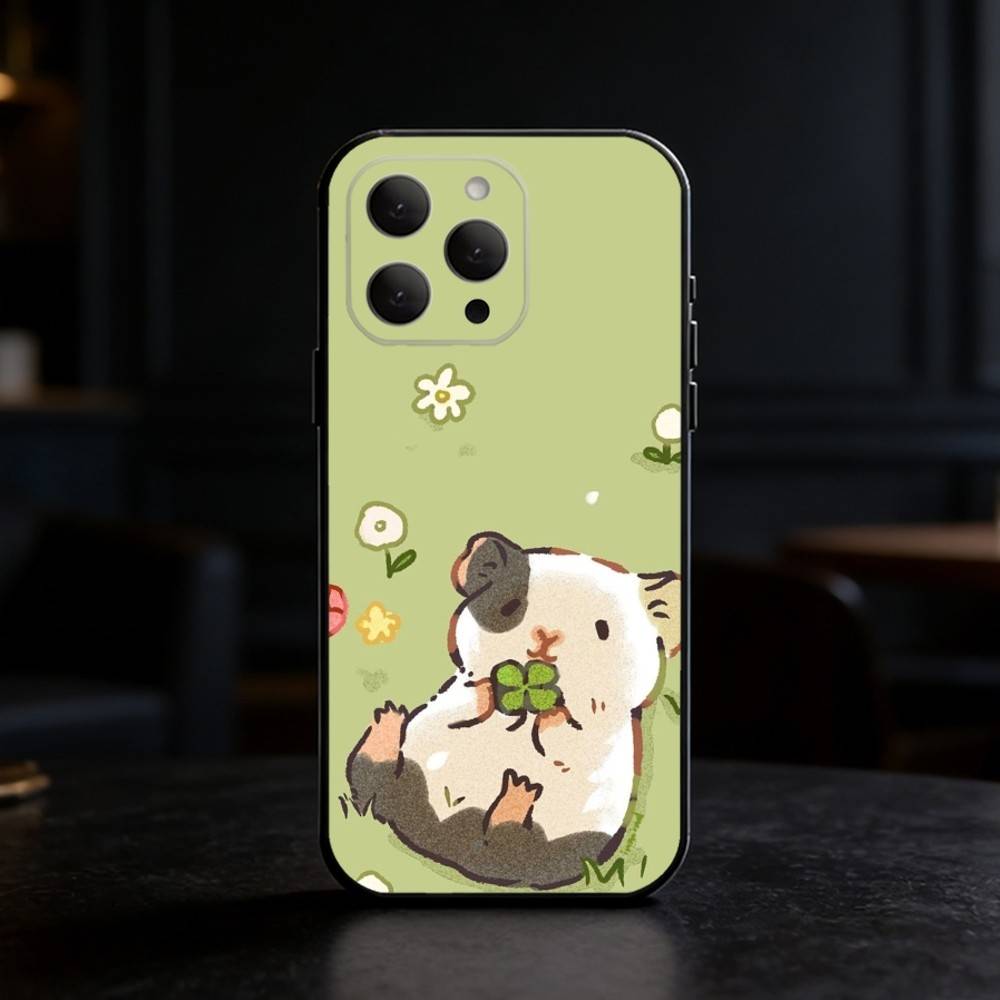 

H-Healing морська свинка Чохол для телефону Для iPhone 17,16,15,14,13,12,11 Plus,Pro,Max,Mini Силіконовий чорний М який чохол iPhone16se4