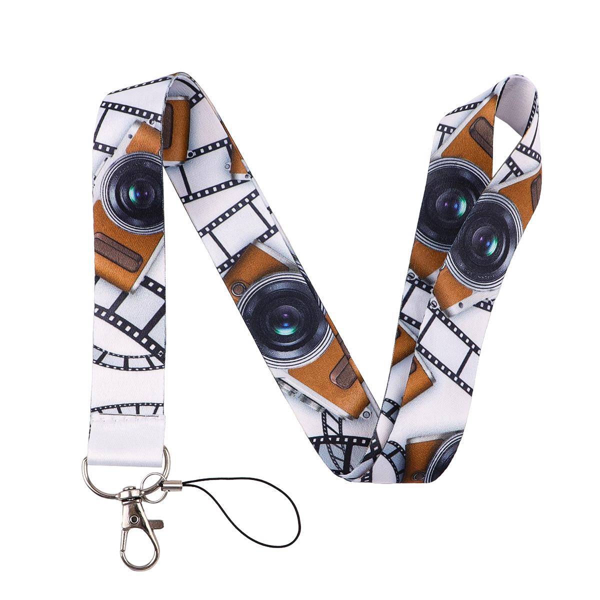 

Retro Camera Lanyard Keychain Film Strip Pattern Ribbon Hang Rope Keyring Mobile Phone Neck Straps Key Ring Photographers Gifts
