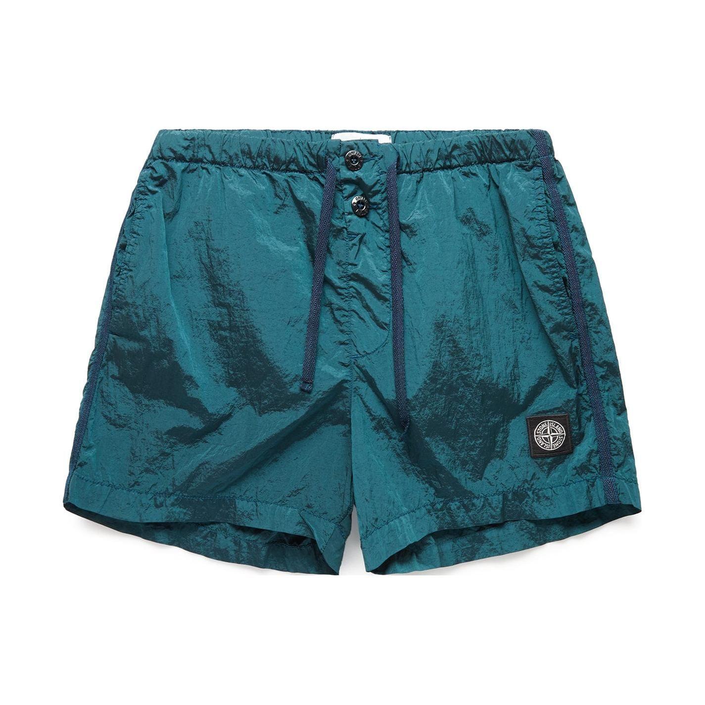 

Stone Island Нейлоновые пляжные шорты с металлическим блеском Мужские брюки бутылочно-зеленого цвета 1015B0643-V0053 S