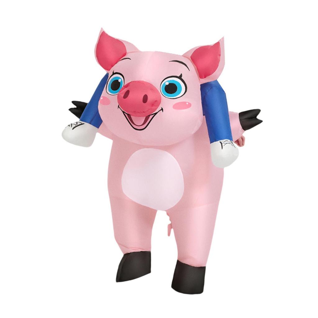 Inflatable Pig Riding on Costume Tear Resistance Multifunctional for Women Pink