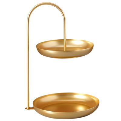 2 Tier Iron Fruit Serving Tray Waterproof Multi Tier Storage Platter for Coffee Table Party