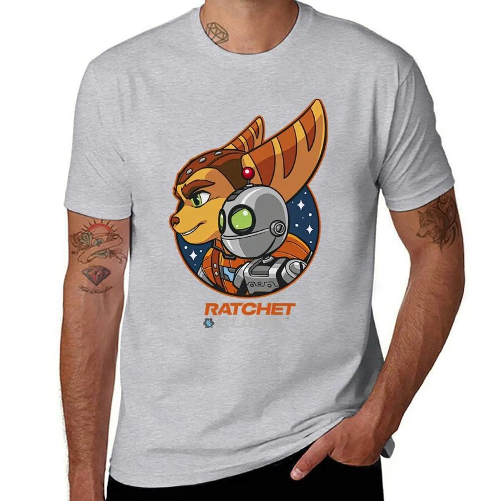 Koszulka z bohaterem Ratchet and Clank Rift Apart, figurki anime, ubrania hippie, ubrania plus size, koszulki męskie