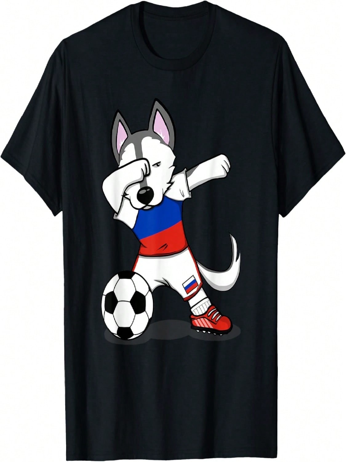 Dabbing Husky Dog Russia Soccer Fans Jersey Russian Football Men Women Girls Kids T-Shirt S разноцветный