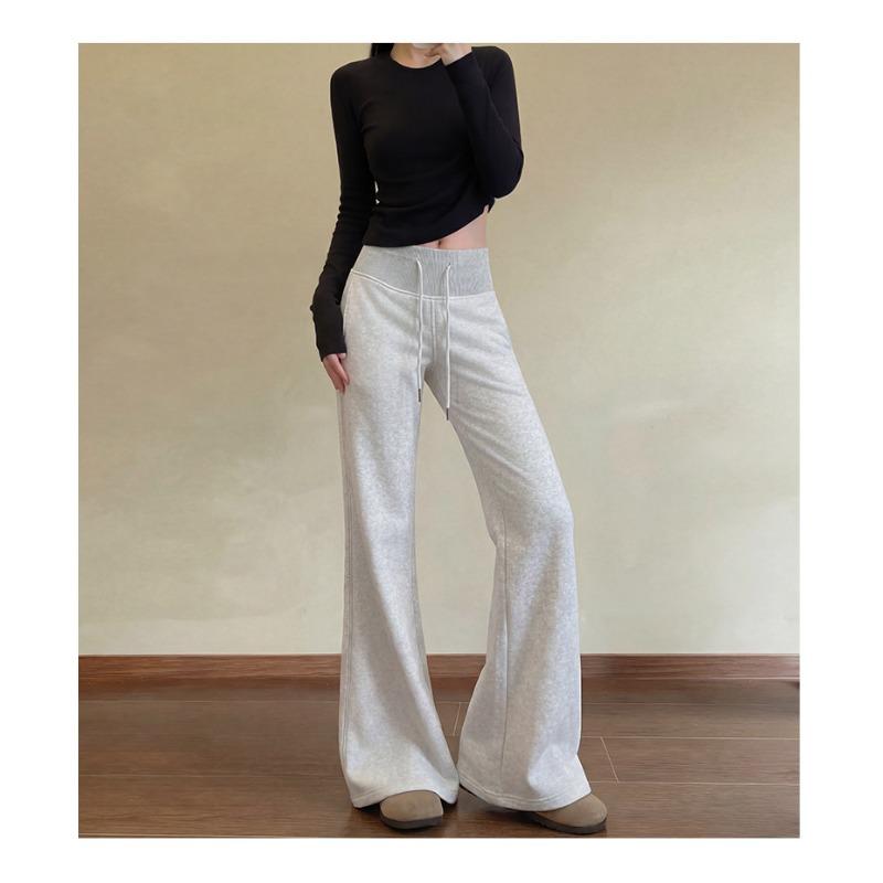 Micro-pull Sweatpants Women's Spring and Autumn Models New High-waisted and Thin Flared Pants Casual Sweater Pants