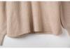 Women's V-Neck Long-Sleeve Ruffle Waist Solid Color Pullover Sweater - European & American Fashion