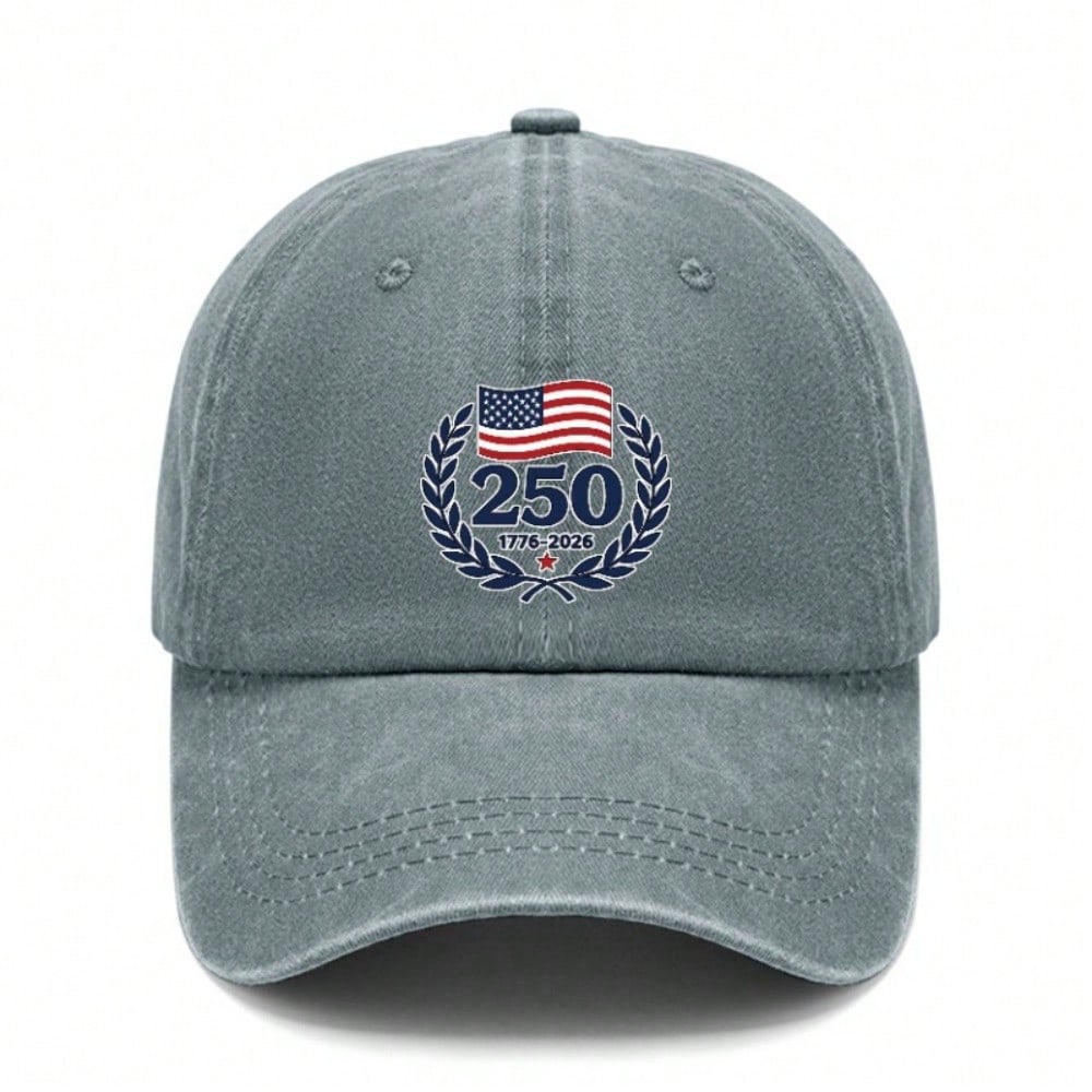 [Patriotic Baseball Cap] 250Th Anniversary USA Flag Print Adjustable Vintage Washed Hat Unisex Commemorative Outdoor Sports Cap For July 4Th Memorial