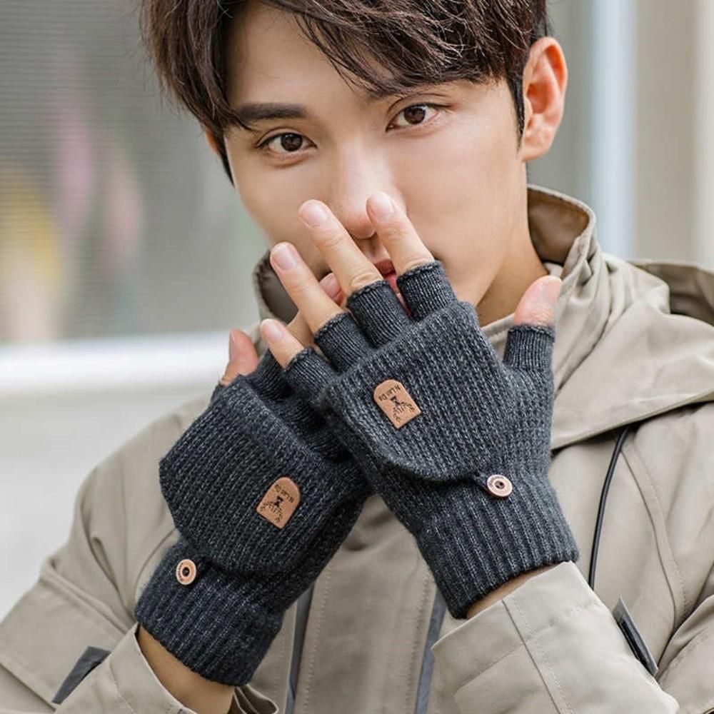 Knitted Warm Gloves Solid Color Skiing Gloves New Flip Flap Gloves Unisex