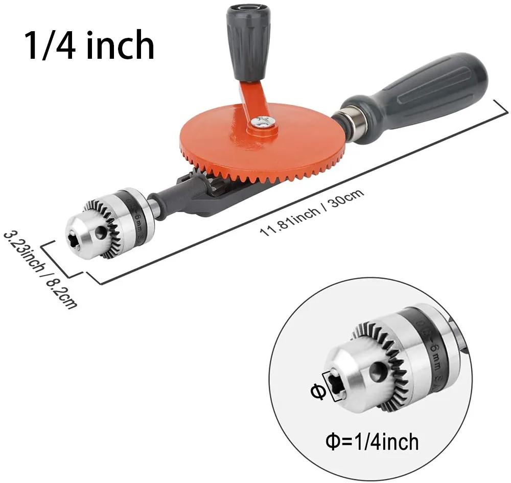 Multi-function Hand Crank Manual Drilling Tool Wood-plastic Double Gear Wood Puncher Set