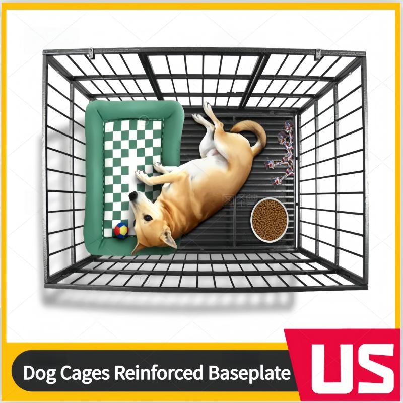 120x76.5x87CM Heavy Duty Dog Crate Metal Pet Dog Crate 2 Doors Locks Design Kennel Playpen with 4 Wheels Removable Tray