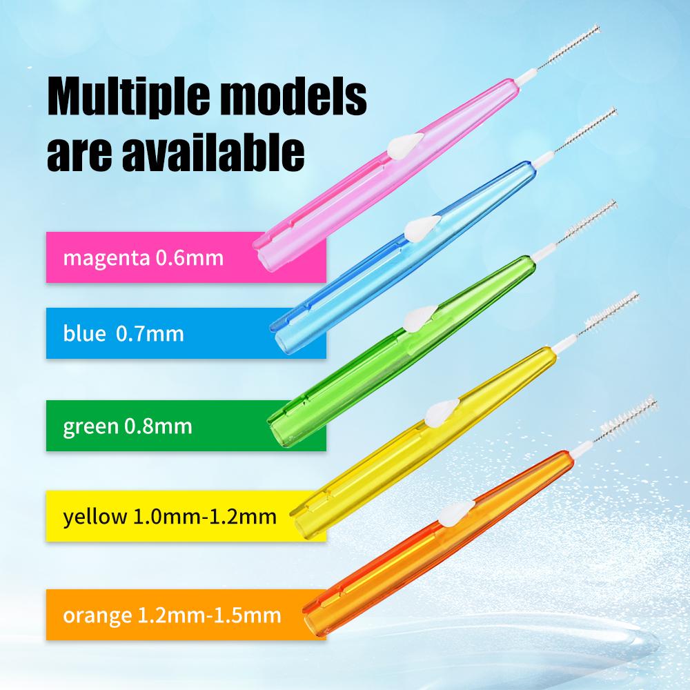 60 Pcs/Box Toothpick Dental Interdental Brush 0.6-1.5Mm Cleaning Between Teeth Oral Care Orthodontic  I Shape Tooth Floss