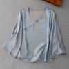 Neues Rayon Chinesisches Jacquard Sommerhemd im Nationalen Stil mit schrägem Knopfleisten
