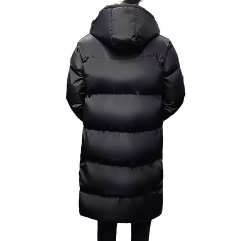 Men's Korean Style Hooded Down Cotton Jacket - Mid-Length, Thickened, Winter Outerwear.