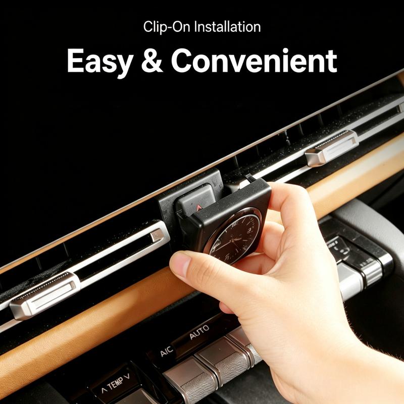 Analog Clock Accessory for V27 Vehicles Designed to Fit OEM Vent Opening While Supporting Hazard Switch Function