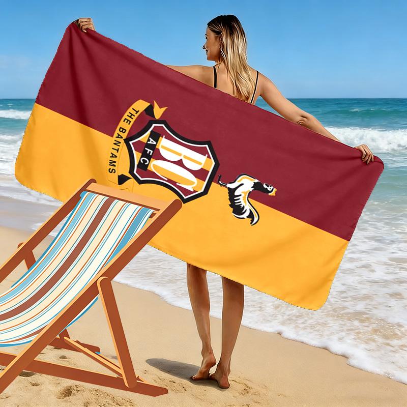 Bradford City AFC Print Beach Towel, Large Soft Quick Dry Towel for Beach Camping Swimming