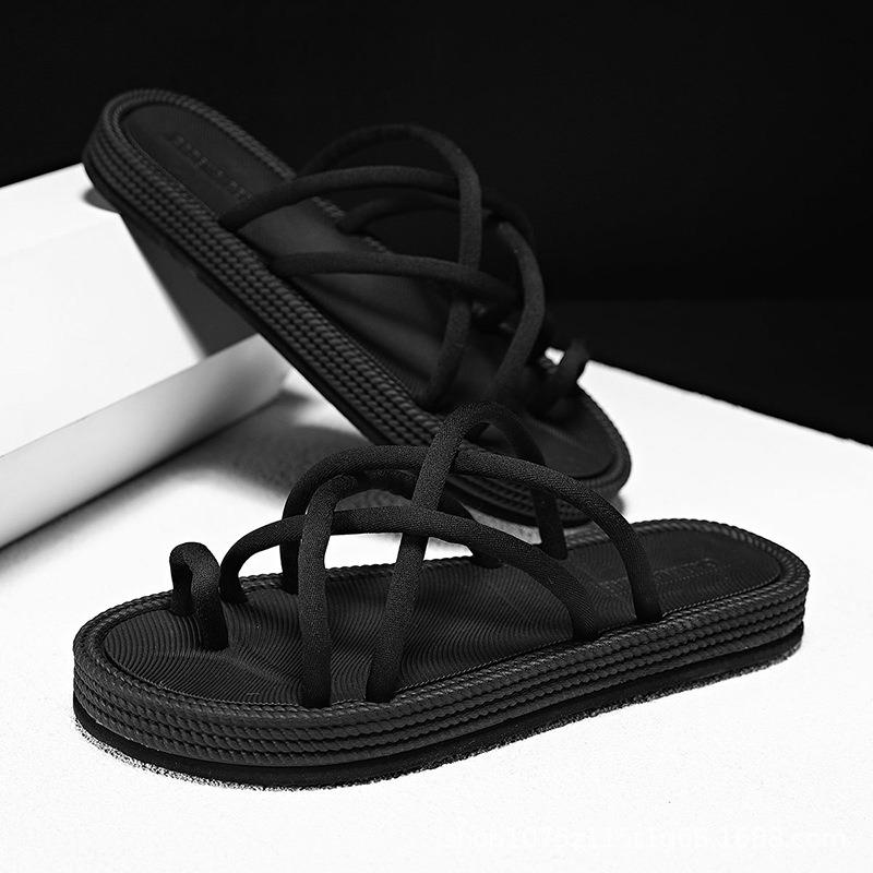 

Новинка лета, мужские плетеные шлепанцы из веревки нескользящие и износостойкие, повседневные и универсальные уличные сандалии. 44 чёрный