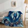 Ice Dragon and Wolf Flannel Printed Blanket Soft Comfortable Bed Blanket Modern Style Themed Decorative Blanket