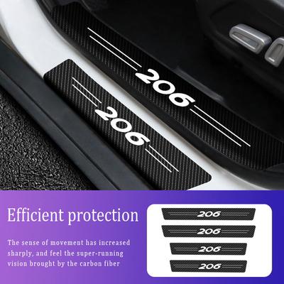Vier Kratzschutzaufkleber aus Kohlefaser für die Autotürschwelle gelten für den Peugeot 206 207 307 308 3008 4008 Auto