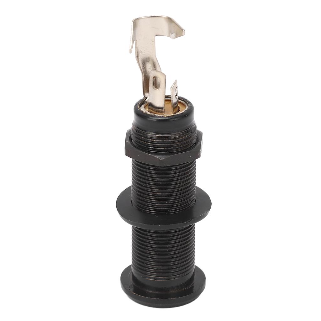 Guitar End Pin Jack Socket Threaded Metal 6.35mm for Bass Electric Guitar Output GT208 Black