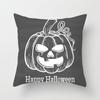 New Halloween Black and White Skull Pumpkin Printed Peach Leather Velvet Pillowcase Sofa Office Cushion Cover