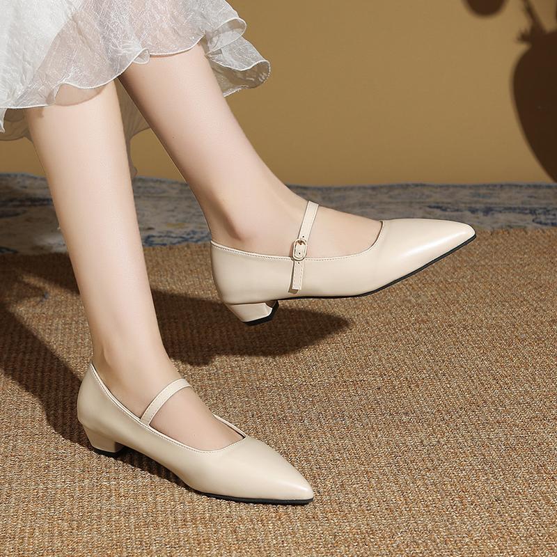 Fashion Ladies Pumps Square Heels Pointed Toe with Medium Women's Shoes On Promotion Casual Non Slip Young Vacation Shoe Wholesale
