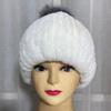 Outdoor Rex Rabbit Fur Hats Elastic Knitted  Genuine Fur Caps Winter Warm Pompom Fur Hat Striped Natural Female Snow Fur Hats