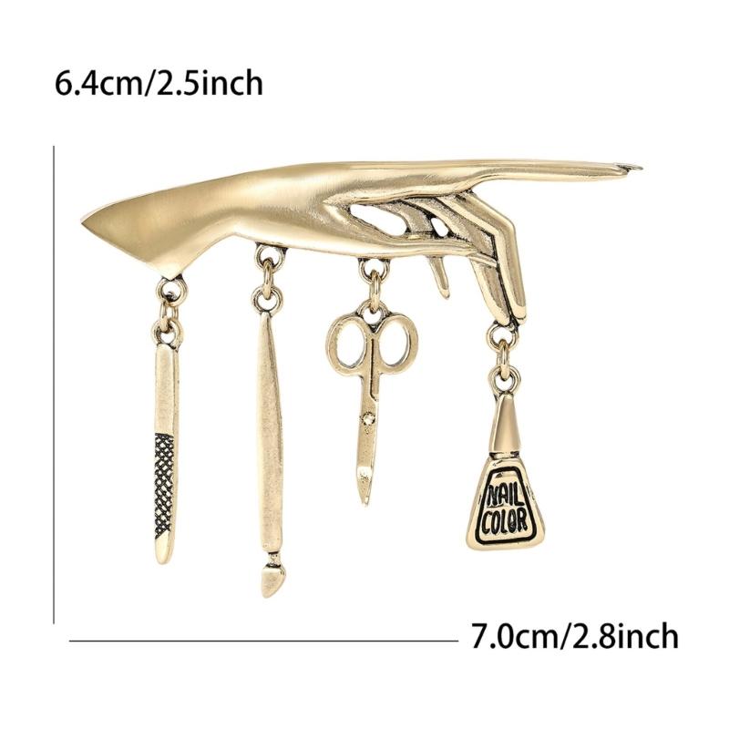 Metal Brooch Hand Nail Polishing Tools And Tassels Ornament Unisex Punk Accessory for Denims Jackets And Bags