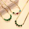 Colorful Zircon Heart Necklace - Elegant Temperament Design, Non-fading Clavicle Chain for Women