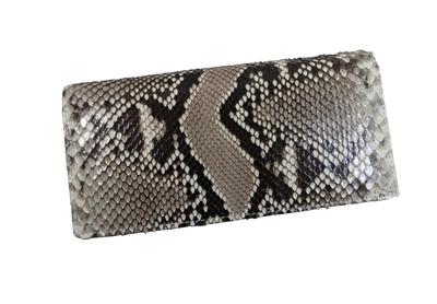 [High-End Kimono-Geschäft] [Top-Qualität Python] Einteiliges Leder, Doppelseitige Schlangenleder-Python-Geldbörse, Lange Geldbörse für Damen und Herren, Diamant