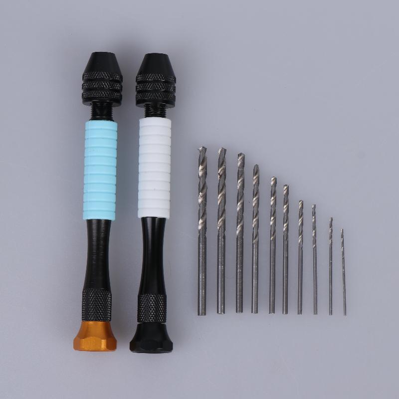 Mini Micro Aluminum Hand Drill With Keyless Chuck Hss Steel Twist Drill Bit Woodworking Drilling Rotary Tools Hand Drill Manual