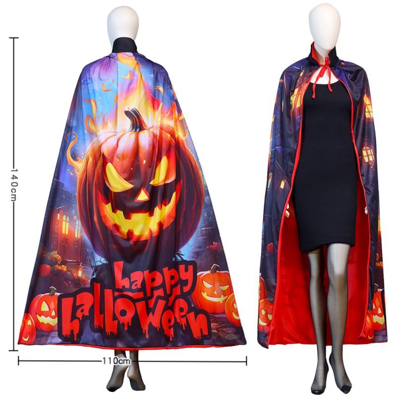 Halloween Masquerade Cape Adult Unisex Printed Long Robe Witch Shawl Cosplay Costume Party Prop