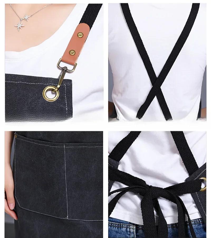 Comfortable Thin Kitchen Aprons for Woman Men Chef Work Apron for Grill Restaurants Bar Shop Cafes Beauty Nails Studios Uniforms