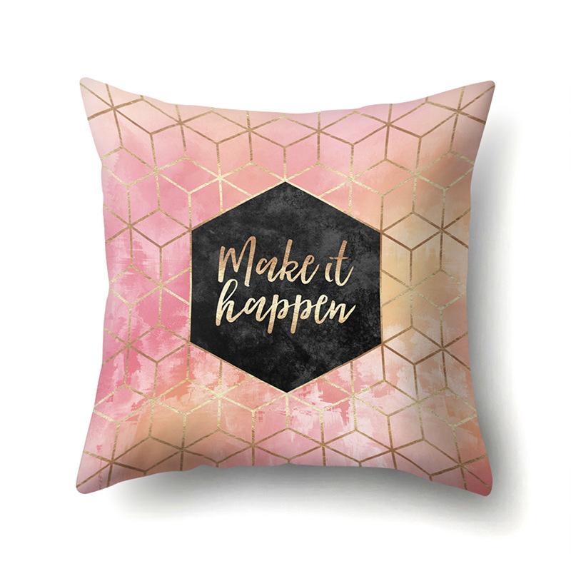 Ins Marble Polyester Pillowcase Car Decoration Home Printed Car Waist Cushion Pillowcase Pillowcase Car Decoration