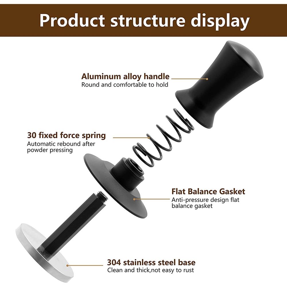 ABBY-Coffee Tamper, Espresso Tamper, Premium Barista Tamper With Calibrated Spring, Stainless Steel Base Tamper