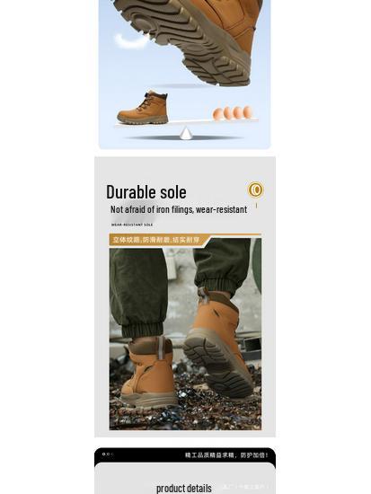 Durable Steel Toe Work Shoes: Wear-Resistant, Water-Repellent Microfiber Leather, Anti-Smash & Puncture, Comfortable for Long Standing.