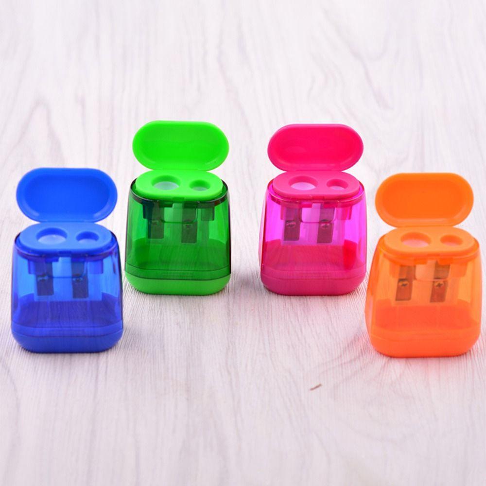 

12Pcs Double Hole Pencil Sharpener Mini Student Stationery Push Pull School Office Supplies