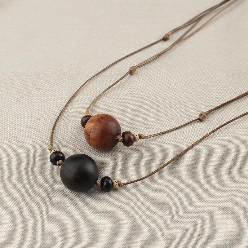 Retro Purple Rosewood Beaded Incense Ball Necklace - Versatile Cotton Linen Accessory