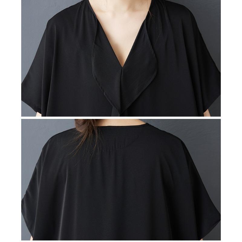DIMANAF New 2026 Summer Women Plus Size Vintage Elegant Lady Long Dress Black Chiffon Loose Oversize Maxi Clothing